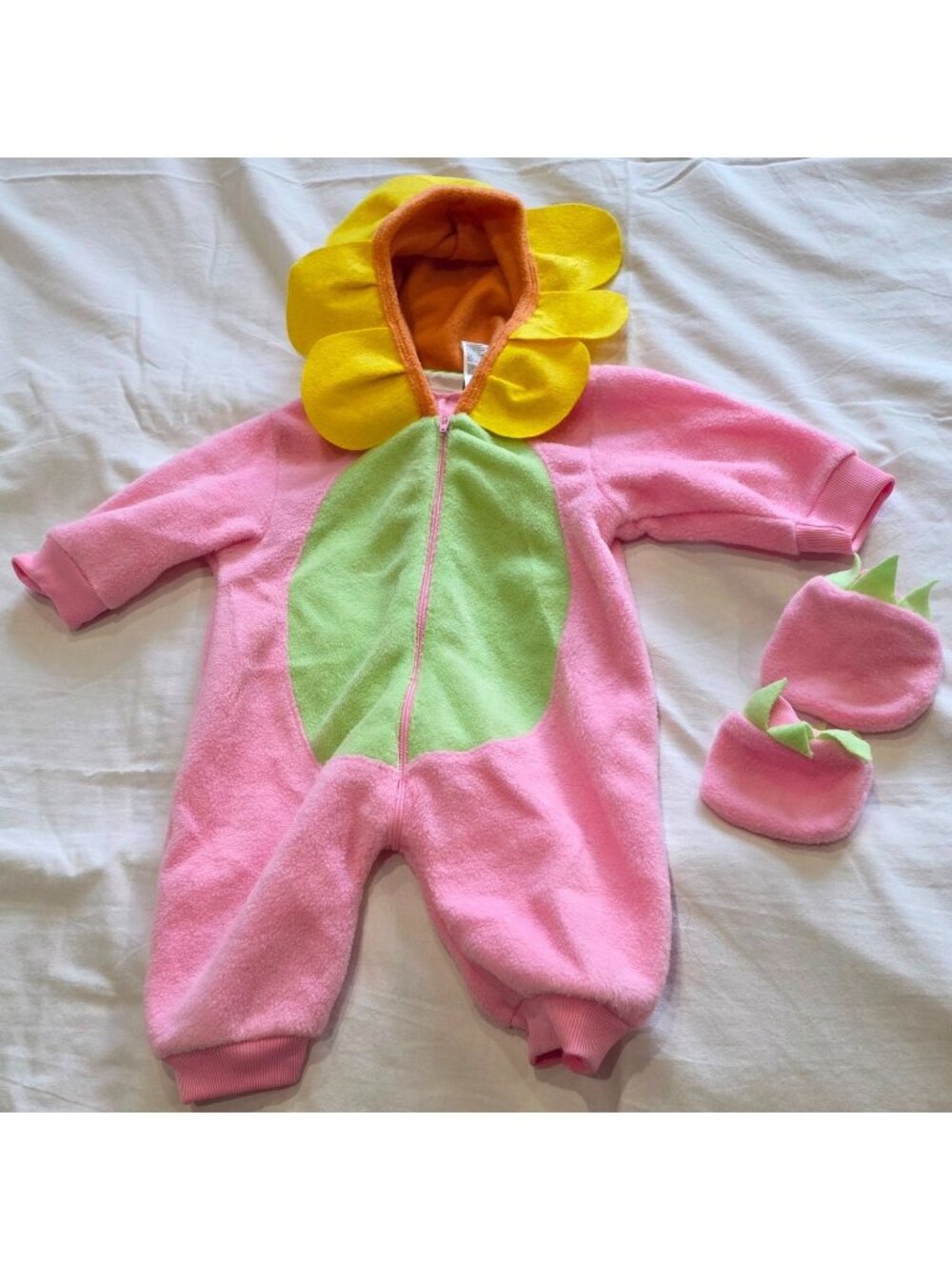Pink TULIP FLOWER Halloween Costume one piece suit w/ hood baby infant 3-6 month
